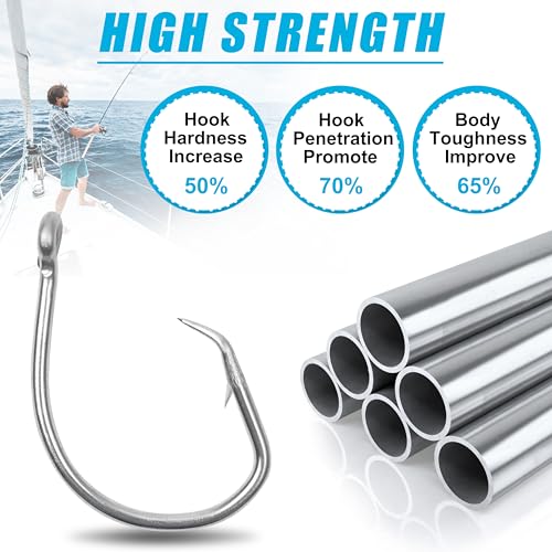 Circle Hooks Saltwater Fishing Hooks 30pcs Offset Wide Gap Live Bait Circle Hook Stainless Steel for Freshwater Fishing Catfish Tuna Bluegill Bass #5/0-#10/0 - style: 50pcs Circle Hooks Kit