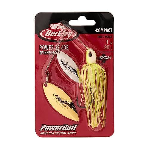 Berkley Power Blade Compact Fishing Spinnerbaits - color: White Chartreuse/Silver + Gold, size: 1 oz - Willow Willow
