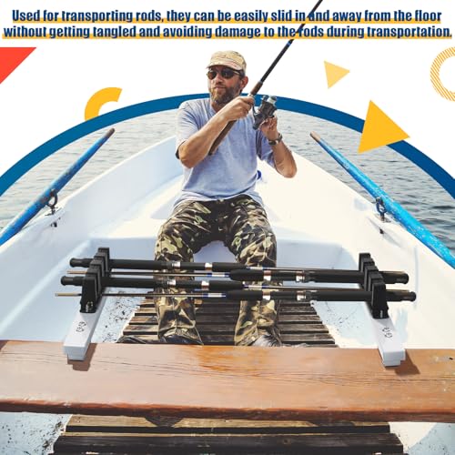 Seenelling 2 Pcs Fishing Rod Holders for Truck Bed 4-rod Capacity Secure Clamp-on Design Fishing Pole Rack for Car Truck Bed