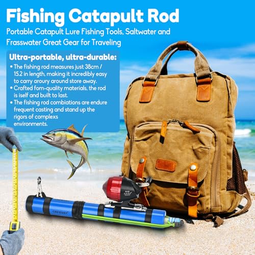 Fishing Catapult Rod - Slingshot Fishing Reel & Colitt Fishing Pole,Long-Distance Catapult Casting for Saltwater & Fly Fishing,Ideal Fishing Gifts for Men, Saltwater Fishing Gear