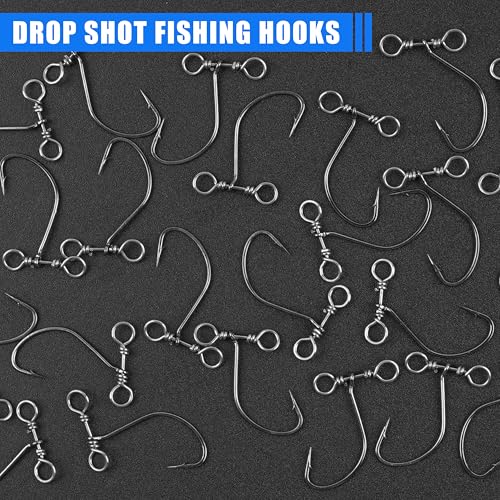 Drop Shot Fishing Hooks,50/100pcs in-line Drop Shot Rig Hooks Swivels High Carbon Steel Worm Fishhook for Bass,Perch,Walleye,Catfish - size: 100pcs
