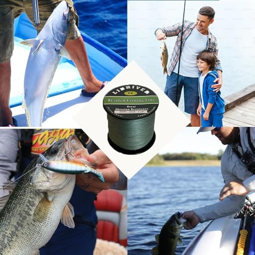 Braided Fishing Line, Strong Power, Great Abrasion Resistance, Thin Diameter, No Stretch, Low Memory and High Sensitivity(164/328/547/1093Yds) 10/15/20/30/40/50/60/70/80/100LB,4/8 Strands - color: Dark Green, size: 10LB-0.1mm-328YDS(300M)-4 Strands