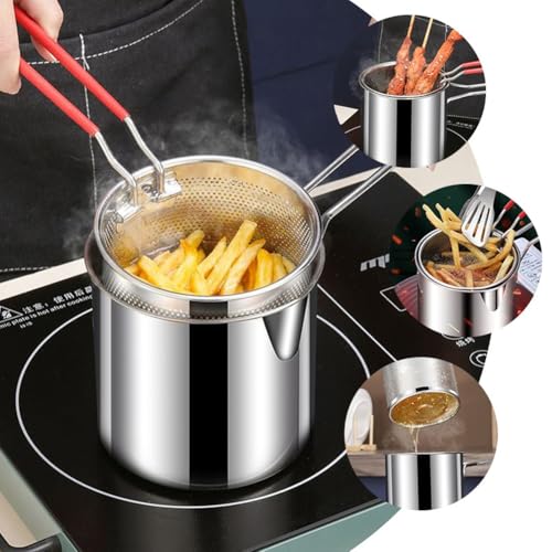 49oz Deep Frying Pot Set – w/Basket, Lid, Tongs for Tempura, Chicken, Fries & Fish