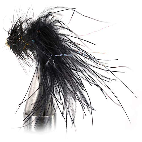 Woolly Bugger Crystal Black Bead Head Flies - Tied on Mustad Signature Fly Hooks use for Trout and More (12ct - Hooks #4-10) - style: Hook #4