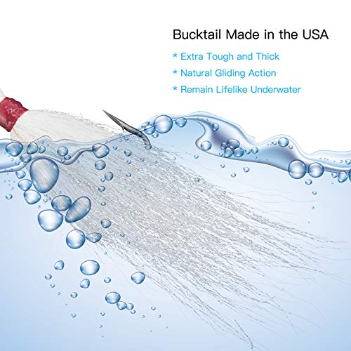 Dr.Fish 3 Pack Bucktail Jig Lure Hair Jig Saltwater Freshwater Lures Surf Fishing Bass Flounder Striper Bluefish Halibut Redfish - color: White (Pack of 3), size: 2 oz