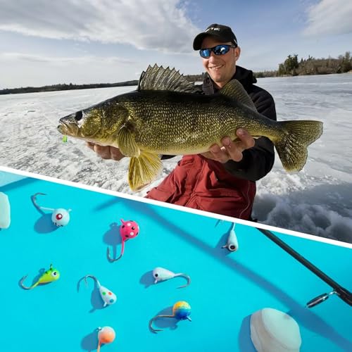 Tungsten 4 Anglers-97% Pure Tungsten Ice Fishing Jigs 5mm 1/16oz #12|Tear Drop Fishing Lures for Perch, Sunfish, Blue Gill, Lake Herring, White Fish, Walleye, 5-Pack - color: Fire Tiger