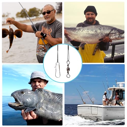 30pcs Fishing Leaders, Stainless Steel Leader Wire with Swivel Buckle Fishing Leaders Line Connecting Fishing Tackle Lure or Hook, for Saltwater and Freshwater (Black) - size: 9.25 inch