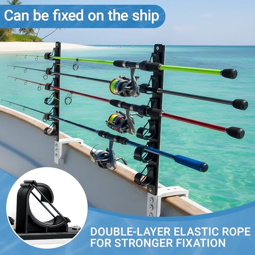 Shimeyao Aluminum Truck Bed Fishing Rod Holder, 6-rod Capacity, No Drilling Clamp-on Design, Pickup Truck & Boat, Gift for Pickup Owners, Fishing, Outdoors, Dad, Family