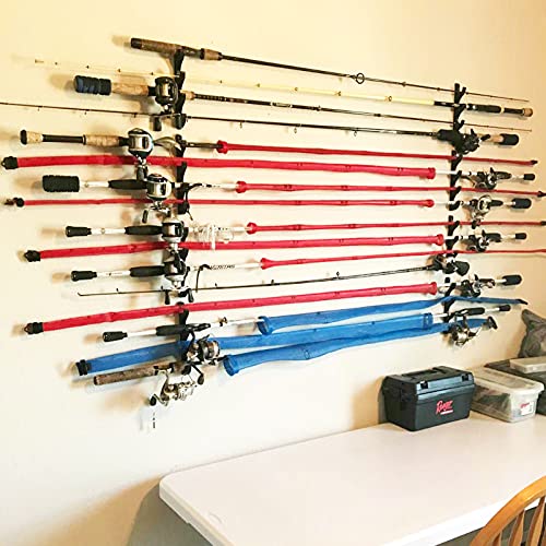 Pmsanzay Horizontal Rod Rack for Fishing Rod Wall Rack Storage Fishing Rod Holder - Hold 4 Fishing Rods - Space Saving - Easy to Install - Hardware Included - No Fishing Rod