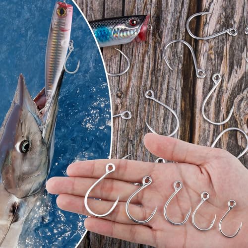 Alwonder 10-Pack Inline Hooks 5X Strong Single Replacement Hook for Hard Baits, High Carbon Steel Heavy Duty Welded Eye Fishing Hooks, Jigging Hook for Freshwater Saltwater Trolling Fishing Tackle - size: #5/0