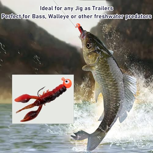 Dr.Fish 8 Pack Crawfish Soft Lure 2.5'' Plastic Soft Fishing Lures Bass Fishing Artificial Crayfish Baits Swimbait for Crappie Trout Walleye Perch Bluegill Panfish