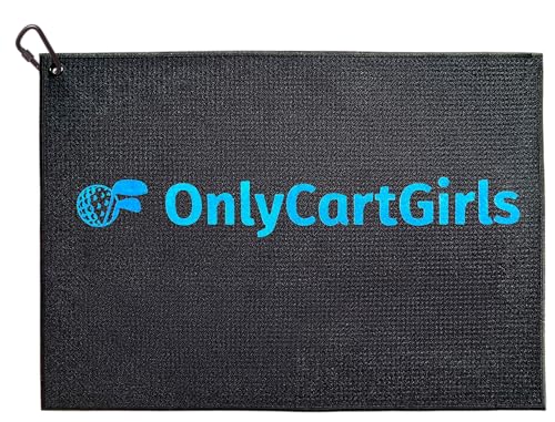 OnlyGolf Funny Microfiber Golf Towel – Large 14" x 20" Clip for Golf Bags Clubs Balls Perfect Golf Gag Gift Enthusiasts Waffle Men Premium Carabiner (Black OnlyCartGirls) - color: Black Onlycartgirls