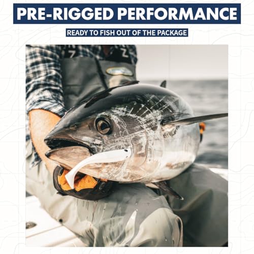Hogy Protail Paddle Pre-Rigged Swimbait Saltwater Fishing Lure VMC Hook | Pre-rigged paddle tail swimbait with VMC Barbarian hook for Striped Bass, Bluefish, Snook, Tarpon & Tuna. - color: Olive, size: 6.5"/3oz