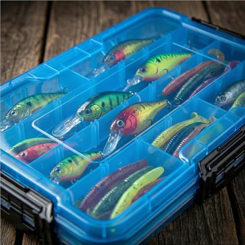 BEAR PAW 3600 Fishing Tackle Boxes Large Waterproof Fishing Lure Tray Storage Organizer Plastic Tackle Box with Adjustable Dividers Blue - style: 3600 Waterproof