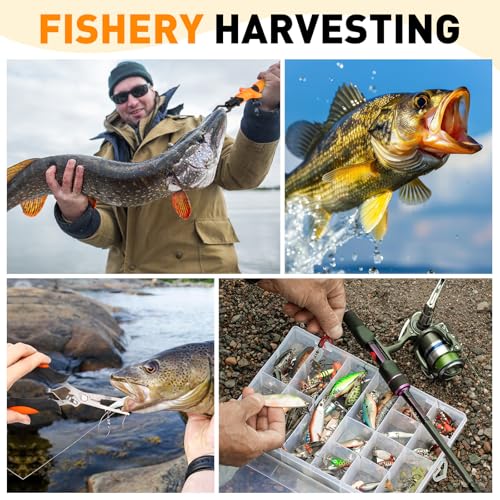 Eccliy 6 Pcs Fishing Tackle Bag Backpack with Rod Holders, Tackle Box, Fishing Pliers Kit and Fish Lip Gripper, Fish Gear and Equipment Fisherman Gift for Men Women - color: Khaki