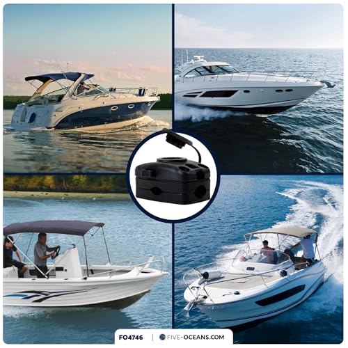 Five Oceans Fishing Rod Holder for Boat with Deck Mount Base, Black, High-Impact Nylon for Boats & Kayaks, Multiple Sizes - style: Compatible Rail Mount Base