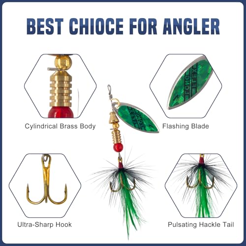 Rooster Tail Fishing Lures – Inline Spinner Baits Kit for Trout, Bass & Salmon – Effective in Freshwater, Streams & Fast Currents - color: 10pcs-style A