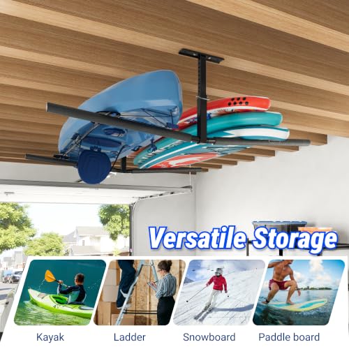 FLEXIMOUNTS Double Arm Adjustable Overhead Ladder Rack, 71.5" Arms | Heavy-Duty Steel, 90 Lbs Per Arm, 180 Lbs Total Capacity, Ideal For Ladders, Kayaks, Surfboards And Tools - size: Double