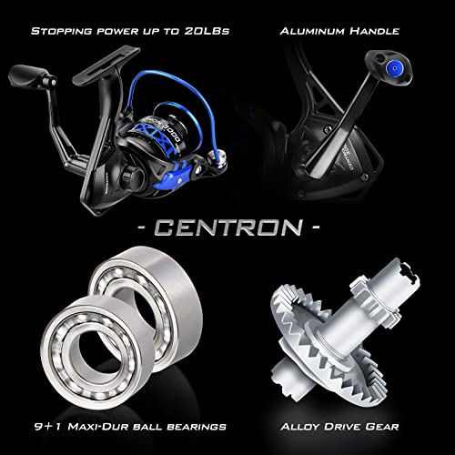 KastKing Centron Fishing Rod and Reel Combo, Spinning & Baitcasting Combos, IM6 Graphite 2Pc Blanks, Stainless Steel Guides with Ceramic Rings, Contoured EVA Handles & Fighting Butt - style: Spin-8' H, 5000 Reel