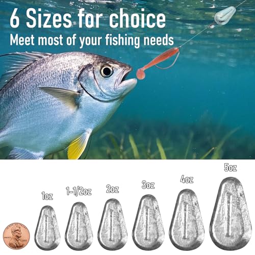 Dr.Fish 5 Pack No Roll Sinker Lead Fishing Weights Freshwater Catfish Sinkers Flat Coin Disc Weights Bank River Surf Fishing Saltwater - size: 4oz-5 Pack