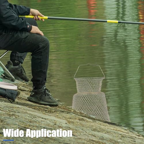 2 Pack Galvanized Steel Wire Fish Baskets, Collapsible Wire Fish Baskets, Portable Fishing Basket Fishing Net Cage