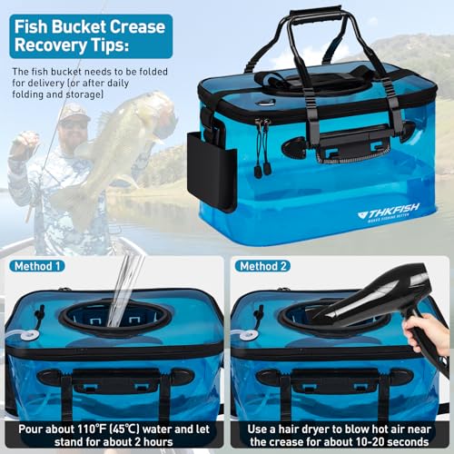 Foldable Transparent Fishing Bucket, 6 Gallon Foldable Bait Bucket, Live Fish Container Multi-Functional Bucket, Live Bait Bucket for Saltwater, Camping, Moving (23l/6Gallon with no Aerator) - size: 6Gallon with no Aerator