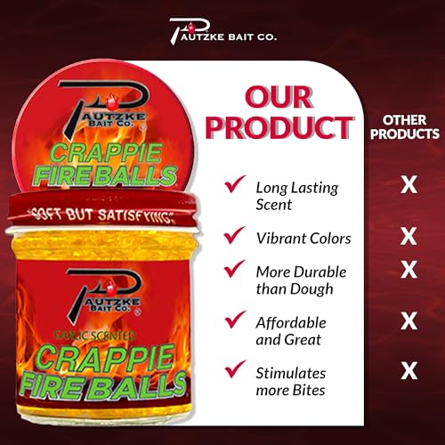 PAUTZKE'S Crappie Fire Balls - Striking Color & Prolonged Scent Release, Infused with Genuine Salmon Egg Juice - color: Orange