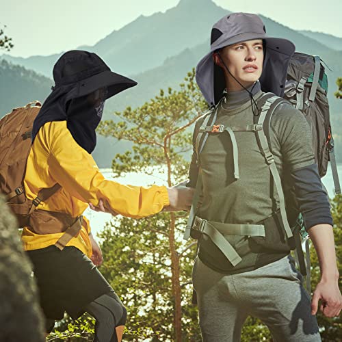 Xuhal 12 Pcs Fishing Sun Hat for Men Women Wide Brim UV Sun Protection Cap Summer Outdoor Hiking Hat Neck and Face Flap - color: Dark Gray, Light Gray, Beige, Black