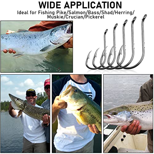 Offset Octopus Circle Hooks, 100pcs Baitholder Fishing Hooks Sharp Beak Fishing Gear and Equipment for Catfish Freshwater Saltwater Steelhead Trout Bass, Black, Size #8-6/0 - size: Size 6/0 - 100pcs