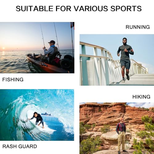 Willit Men's UPF 50+ Sun Protection Hoodie with Built-in Mesh Mask, Long Sleeve Cooling Fishing Shirt - color: Blue Wave, size: Large
