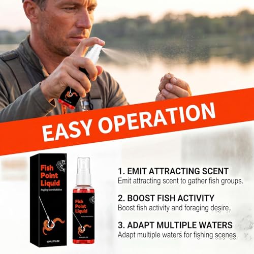 Fish Point Bait,Natural Strong Additive Mist | 60ml Red Worm Fish Bait Attractants - for Cod Carp Bass Walleye Tilapia Outdoor Saltwater Lake River Beach Pond