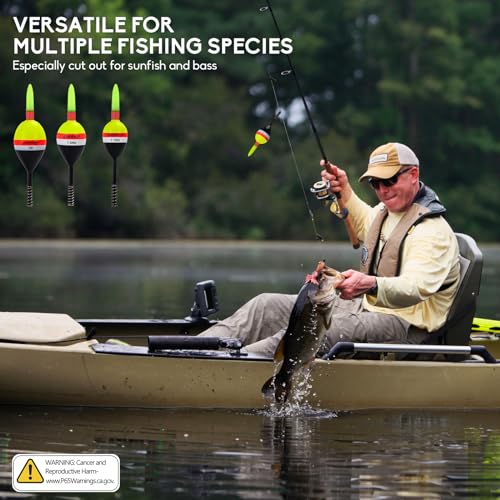 QualyQualy 4PCS Lighted Slip Bobbers Fishing Floats Glow in the Dark Spring Bobber for Crappie Walleyes Fishing - color: 1.75in - 4pcs