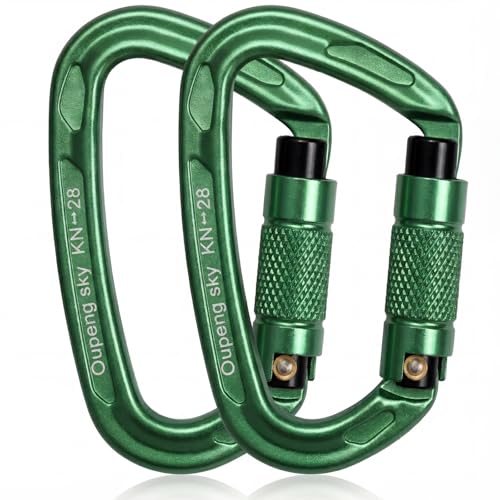 Oupeng sky Auto Locking Carabiner Clips - 28KN (6172lbs) Heavy Duty Caribeaners, Large Carabiner Clip for Keychains,Hammock,Camping, Gym, Hiking, Outdoor ,Dog Leash - color: 2 Green