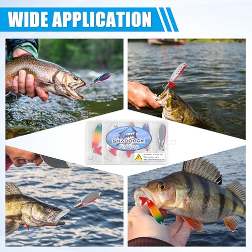 Metal Fishing Spoons Lures Kit, 5pcs Jigging Casting Spoons with Tackle Box for Walleye Salmon Bass Crappie Pike Trout Freshwater Saltwater Fishing - size: 7/4 oz ( 5 pcs/1 box)