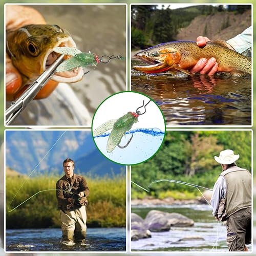 Bionic Fly Fishing Baits, Fly Fishing Flies Kit Trout Jigs Swimbaits Dry Flies Bionic Fishing Lures Fly Fishing Hook for Bass Panfish Trout - style: Green-36pcs