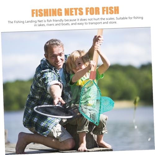 MAGICLULU Wood Handle Fishing Net 30cm Large Mesh Outdoor Portable Fishing Mesh for Freshwater and Camping Fish Landing Net