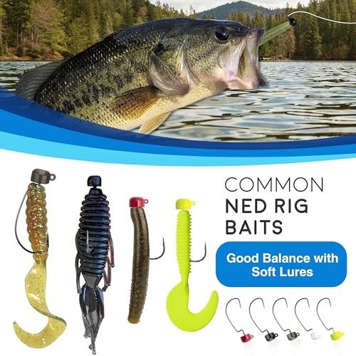 Reaction Tackle Tungsten Mushroom Head Jig Heads, Ned Rig Shroom Jigs for Finesse Bass Fishing, Stand Up Bait with Weedless and EWG Hook Options (5-Pack) - color: Black, size: 1/4 Oz EWG