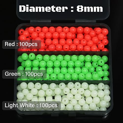 Fishing Beads 6mm 8mm 10mm Glow in The Dark Bead Round Plastic Lure Rigging Catfish Rig Freshwater Saltwater for Fishing Rigs - size: 8mm (300pcs)