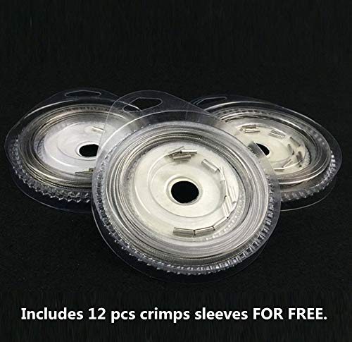 Wire Fishing Line Steel Leader: 10lb - 200lb Test Knottable Fishing Leader Making for Saltwater Rigging - 32.8ft Nylon Coated 7 Strands Silver String Wire with 20pcs Sleeves - size: 20lb Test, 0.016in/0.40mm Diameter