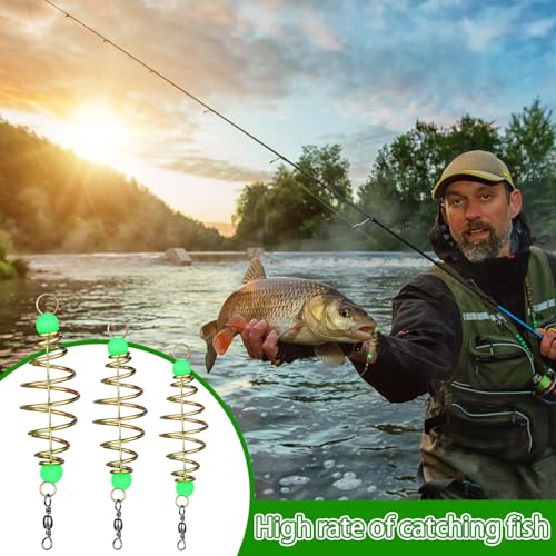 Wonderjune 50/30 Pcs Carp Rig Luminous Carp Fishing Equipment Bait Holder Metal Fishing Feeder Basket Multisize Olive Shape Summer for Freshwater Lures Basket Mullet Accessories - size: 2.34",2",1.73"