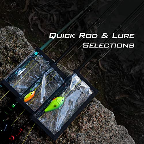 KastKing Madbite Lure Wraps, Available in Two Sizes, Keeps Lures Safe, Durable & Clear PVC, Easily See Lures, Easy Open and Close Hook & Loop System, Great Value, Includes 4 Lure Wraps - color: A: 4 Pack, Medium (5.67“x 3.38”)