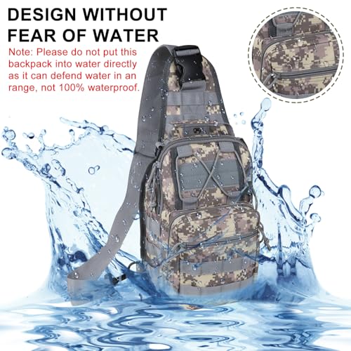 Qcute Tactical Backpack, Waterproof Military Cross-body Molle Sling Shoulder Backpack Chest Bag for Outdoor Every Day Carry - color: New Acu Camouflage