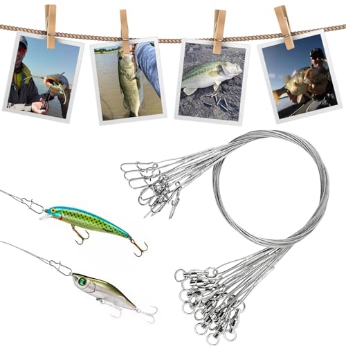 AMYSPORTS Stainless Steel Fishing Leader Saltwater Stainless Rigs Fishing Leader Lure Heavy Wire Fishing Leaders Steel White Nickel - size: #2 (11.8in-50lb) 20pcs