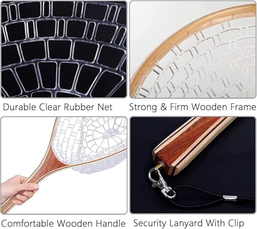 Fly Fishing Net, Soft Mesh Trout with Handle, Catch and Release Landing for Freshwater, Saltwater, Gift for Anglers & Fly Fishing Enthusiasts - style: Rectangular Hole Net
