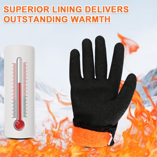 Winter Waterproof Gloves Warm With Grip Fluorescent Orange 2 pairs - size: XX-Large