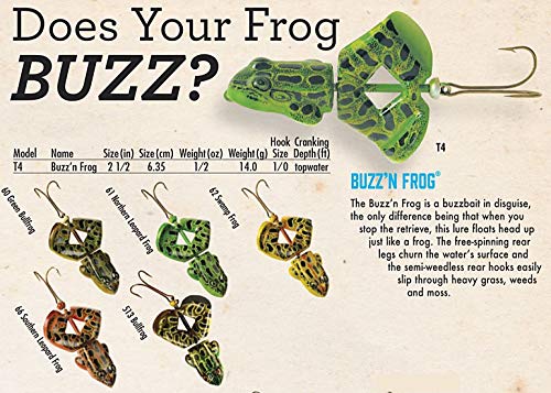 Rebel Lures Buzz'N Frog Topwater Buzzbait Fishing Lure, 2 1/2 Inch, 1/2 Ounce - color: Bullfrog