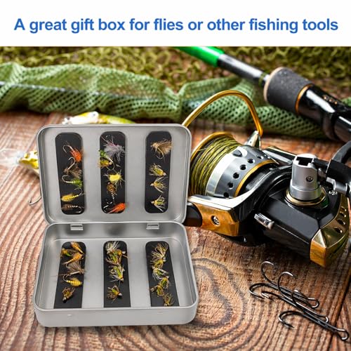 Aventik Fishing Tackle Tin Box Fish Tools Gift 3 Pack or 6 Pack Metal Storage Case for Fishing Hooks Lures Wet & Dry Flies Storage Tackle Organizer for Anglers and Outdoor Travel(three magnetinsert) - style: 3pc with magnet insert