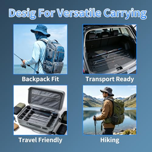 Travel Fishing Rod,6'0-8'0, 5 Piece Portable Spinning/Casting Rod, Carbon Fiber Graphite Fishing Pole, ML/M Fast Action, Anti-Tangle Guides, Solid Carbon Tip - size: C-Casting6'6''