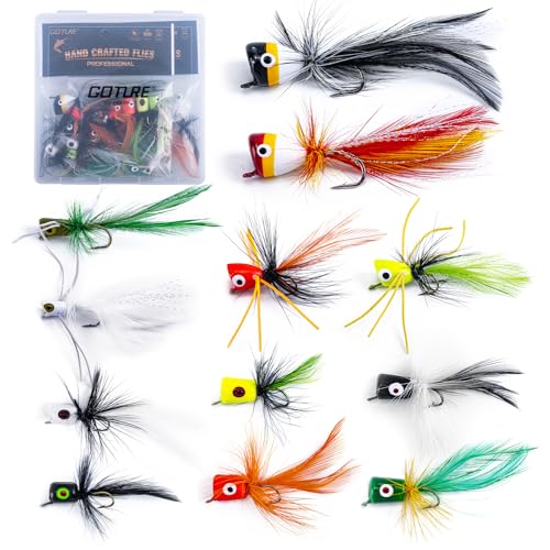 Goture Fly Fishing Poppers Lures, Topwater Popper Flies Bugs Lure, Fly Fish Poppers Fishing Lures Kit, Dry Flies for Panfish Bluegill Crappie Sunfish Bass Trout Salmon - color: A1:34pcs Popper Flies