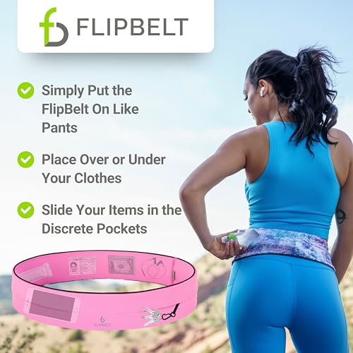 FlipBelt Classic Running Belt, Phone Holder for Running, Money Belt Pouch - color: Girly Pop Pink, size: Extra Small